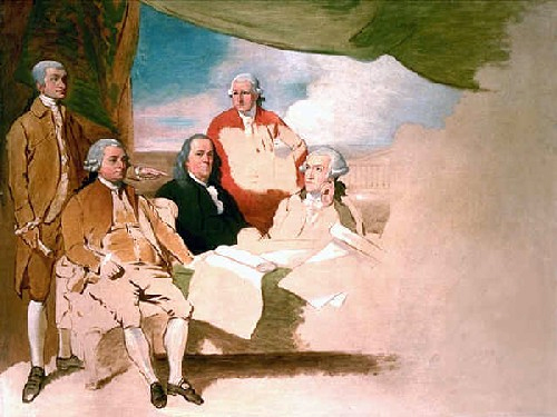 1783. Treaty of Paris (by Benjamin West). American Commissioners of the Preliminary Peace Agreement with Great Britain.jpg