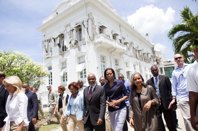 2010. Haiti earthquake National Palace. Michelle Obama.jpg
