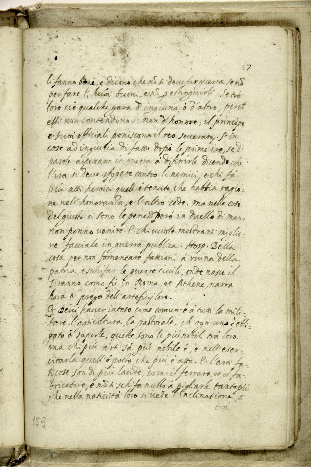 1602. Pagina manoscritta de «La città del sole» di Tommaso Campanella